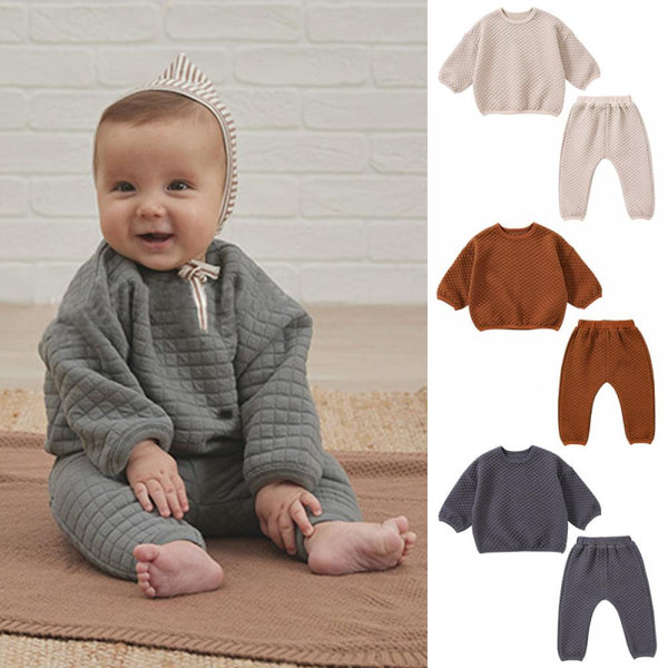 Baby Autumn Thick Sweater Solid Color Cotton Suit Baby Clothes Wholesale
