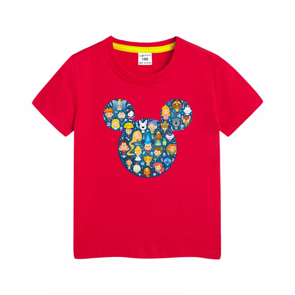 Neutral Toddler Boys Girls Summer Mickey Printed T-shirt 100% Organic Cotton Girl Boutique Clothing Wholesale