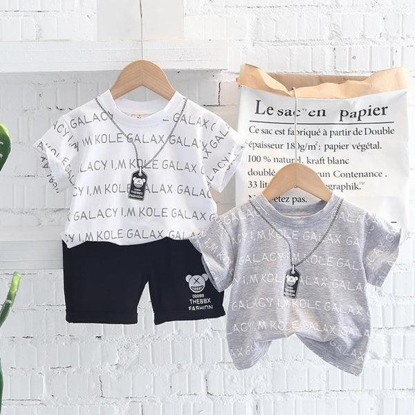 Boys Summer Letter Top and Shorts Set Casual Kids Clothing Suppliers