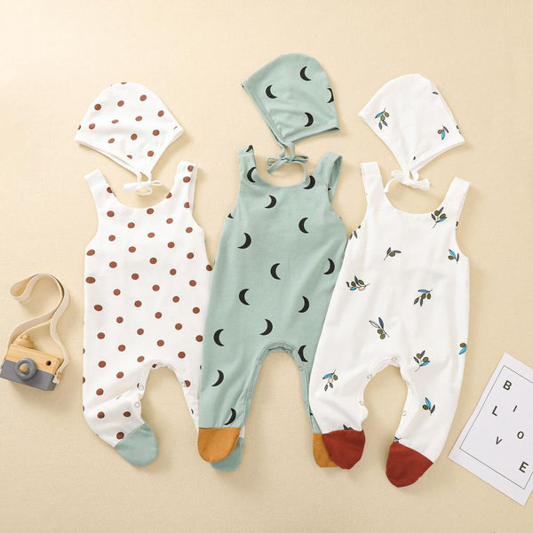 Summer Print Baby Boys And Girls Jumpsuit + Hat Wholesale Baby Children Clothes