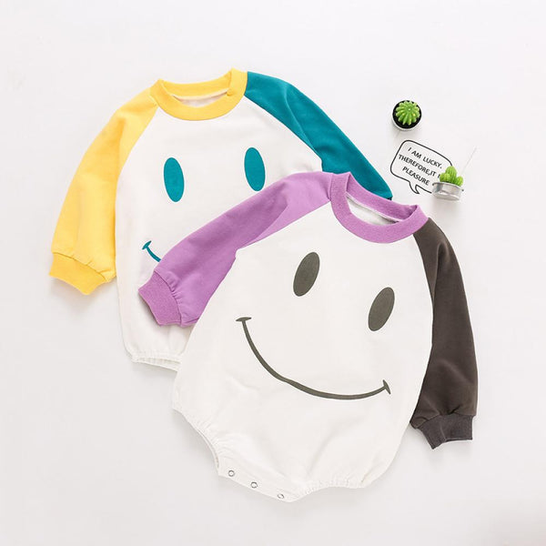 Spring and Autumn Boys and Girls Baby Smiley Jumpsuit Wholesale Baby Clothes