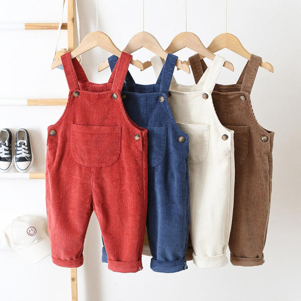 Boys And Girls Spring and Autumn Solid Color Corduroy Suspenders Overalls Wholesale Boys Clothing Suppliers